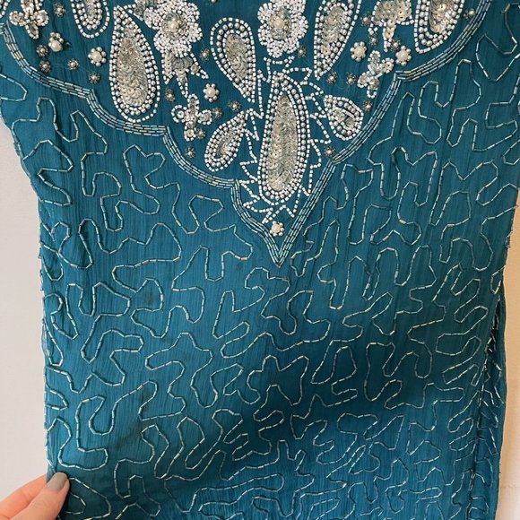 80’s 90’s Teal Beaded Cocktail Dress by Kazar main image 1